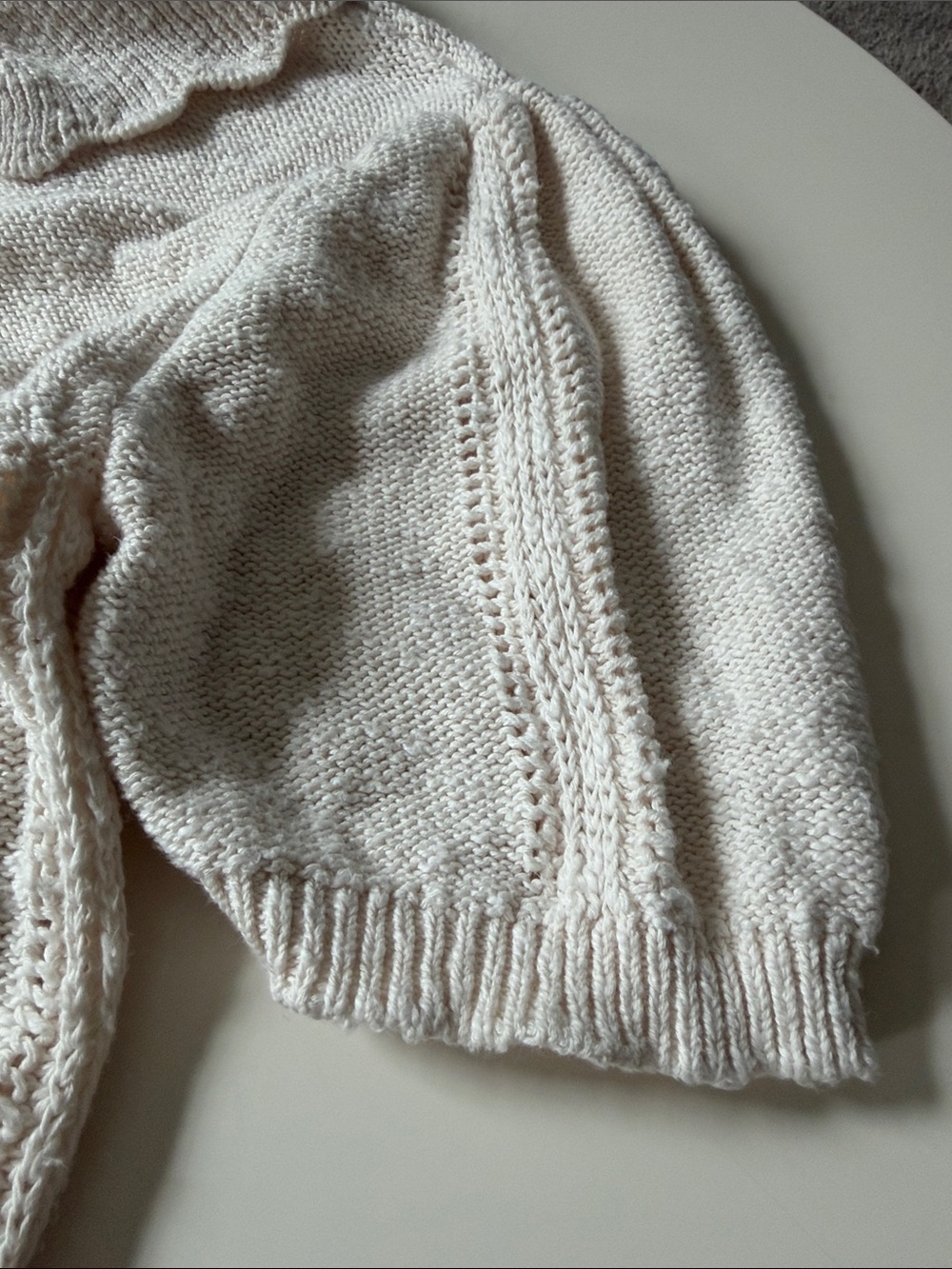 Universal Thread Cream Scallop Collar Short Sleeve Knit Sweater - Picture 3 of 6